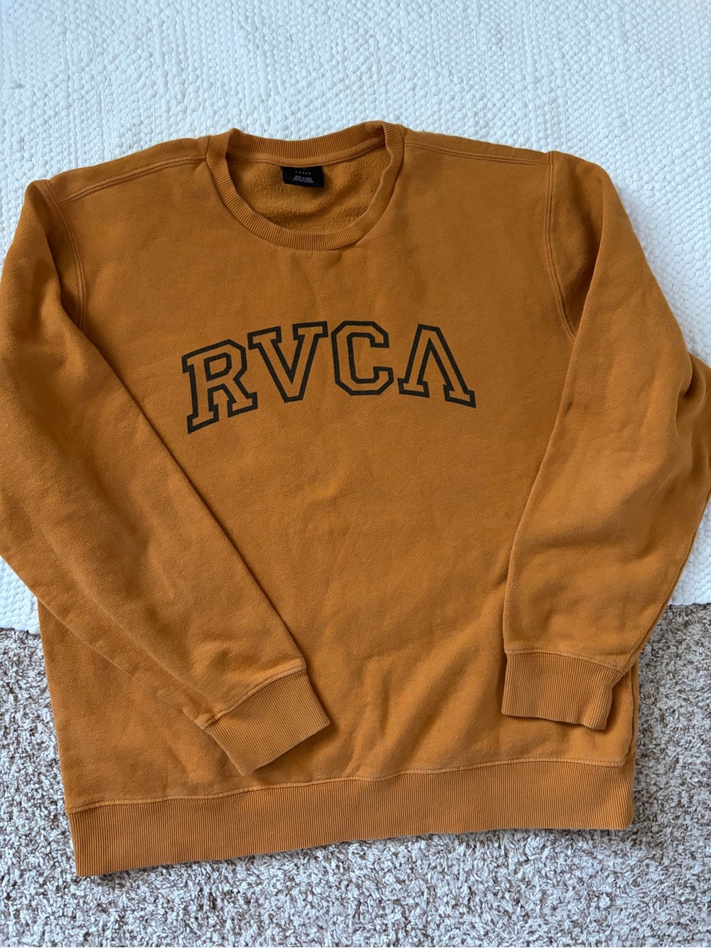 RVCA Men's Crewneck Sweatshirt in Golden Brown with Black Logo